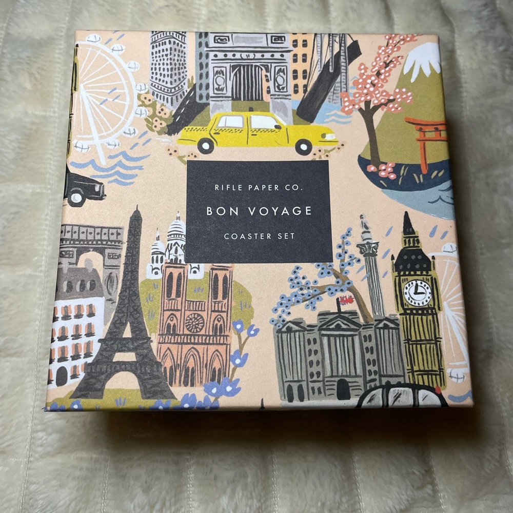 Rifle paper company coaster set in decorative box. Limited edition cityscapes.